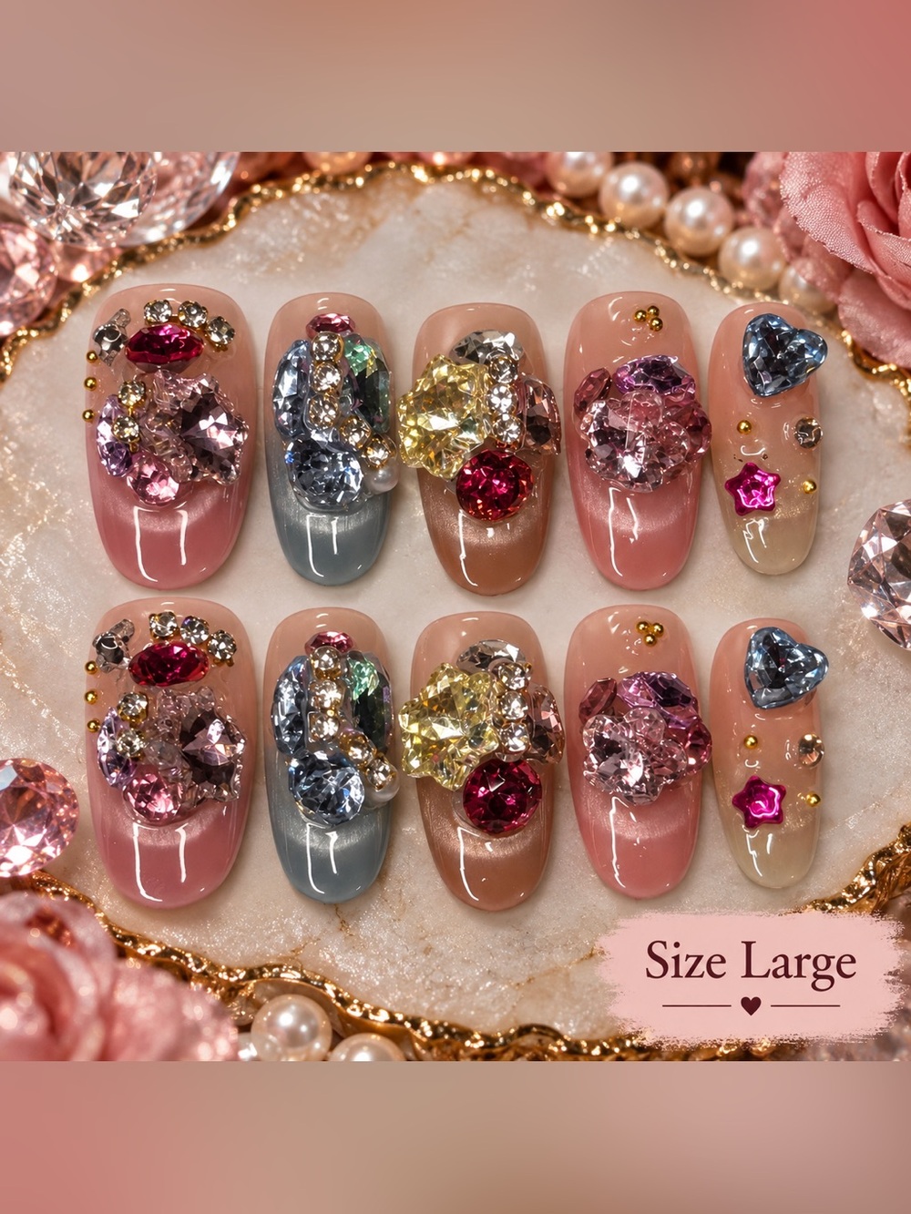 💎 Jewel-Toned Glam Press-On Nails ✨